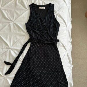 Loft Black & White Dotted Wrap Dress